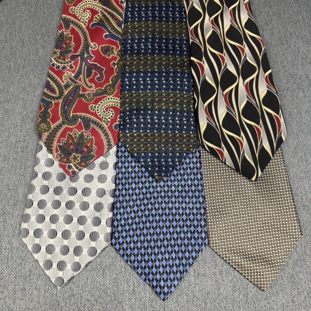 Lot of 6 Mens Silk Neckties Designer Geoffrey Beene Kenneth Cole Bill Blass Tie